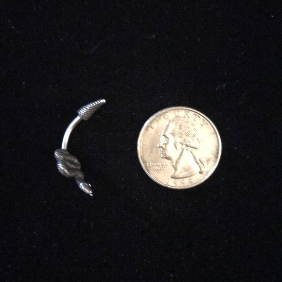 SNAKE SURGICAL STEEL BELLY RING *SERPENT NAVEL BARBELL *BLUE CRYSTAL EYE - Picture 5 of 7